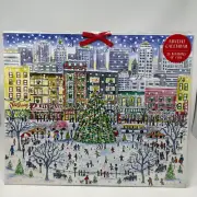 Advent Calendar Snowscape Galison Design 25 Windows Ribbon Hanger NWT Cardboard