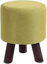 Footstools & Ottomans Upholstered Wooden Stool 3 Legs Footrest Chair Dust-Proof in Green Dressing Makeup Stool Washable Linen Fabric