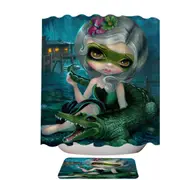 Cool Fantasy Art the Alligator Girl Shower Curtain