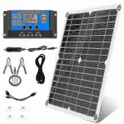 300w 12v/24v Solar Panel Set Kit Battery Clip Charger + 40a Controller For Car Rv Caravan