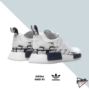 ADIDAS ORIGINALS NMD R1 白藍 字體 國外限定 男版 FX6795【彼得潘】