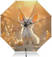 [PDZRMY] UV Protection Travel Umbrella Fox Grass Compact for Rain and Sun - Auto Open and Close UPF 50+ Windproof Portable 46” Sun Umbrella for Women and Men
