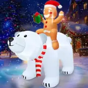 Christmas Gingerbread Man Polar Bear Gift Box Airblown Inflatable Decor Blow Up