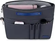 [Generic] Purse Organizer Insert with Zipped Top for Tote Bag, Handbag Shaper with 13 Pockets Black L