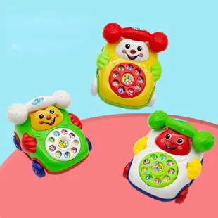 新生兒1-3歲玩具 兒童仿真拉線電話玩具 假裝遊戲 仿真電話 懷舊卡通拉線響鈴電話機