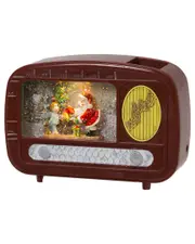 Gerson International Christmas Holiday Vintage Radio Snow Globe With Santa, Timer