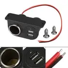 Car Cigarette Lighter Dual USB Ports Power Outlet AUX Socket Plug Adapter Parts