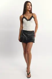 Black Pleated Mini Skort - Size 16XL, Women's Mini Skirt