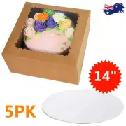 5pcs 14 inch Round Cake Boards Board Cardboard Window Pastry Box Case Base Card