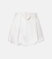 [Farm Rio] Farm Rio Broderie anglaise high-rise linen shorts AU 6 white