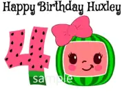 Watermelon Face Girl Edible cake decoration sheet Image topper Custom CocoMelon