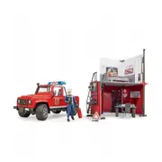 Bruder Licensed 1:16 Scale Fire Station With Land Rover Defender + Fireman