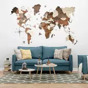 Wall Decor World Map 5th Anniversary Gift Map of the World Travel Push Pin Map