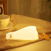 FULLOSUN LED Lying Flat Duck Night Light, 3 Level Dimmable Nursery Nightlight, Cute Lamps Silicone Squishy Light Up Duck, Rechargeable Bedside Touch Lamp for Breastfeeding Toddler Baby Kids Decor