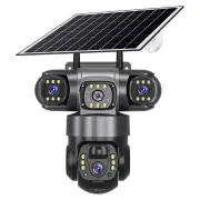 V380 4G 6MP Solar Security Camera 3-Lens SystemDual-Charging Night Vision Motion Alerts 4G European Version Security C