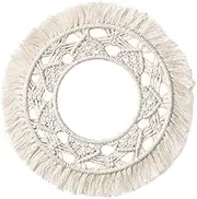Gatuida Woven Trendy Wall Decoration Round Boho Mirror Macrame Tapestry Wall Basket Decor Macrame Hanging Decor Macrame