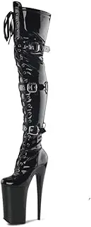 [denova's] Women's Patent 10in Very High Heel Platform Pole Dance Over-The-Knee Thigh High Boot with Zipper