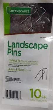 Greenscapes Landscape Pins 10 Pk 4 Inch Steel Pins Landscape Fabrics, Netting