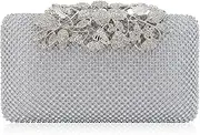 [MagicLove] Womens Evening Bag with Flower Closure Rhinestone Crystal Clutch Purse