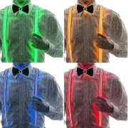 Lbq Luminous Men's Led Suspenders Bow Tie Perfect Music Bar Suspenders Illuminated tie green