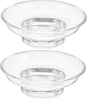 RORPOIR Glass Soap Dish Set of 2 Round Bar Soap Holder Shower Bathroom Porcelain Self-draining