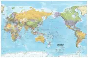 Map of The World Political Print Poster Wall Chart Home Office Mural 100x70cm
