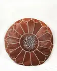 Moroccan Ottoman Pouf Footstool Pouffe Brown Boho Unstuffed Handmade Round