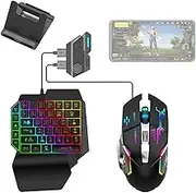 Handed Keyboard - 35 Keys gamings Pad, mouses Converter Bundle | Type C Data Cable, Mobile Phone Holder Low Latency Response for Playing While Charging On Laptop gamings