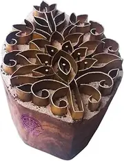 Fancy Printing Stamp Brass Floral Shapes Wooden Clay Block