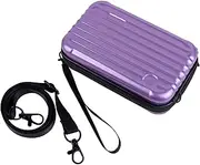 Framendino, Purple Hard Shell Cosmetics Case Carrying Bag for Toiletry Mini Cross Body with Detachable Grip Rope and Shoulder Strap Women