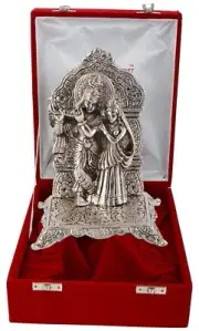 Radha Krishna Idol with Velvet Box and Gold Plated Ball Pen
