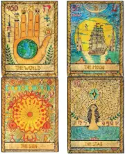 Zeedix 4 Pcs Tarot Flag Tapestry Wall Hanging, the World the Sun the Moon the St