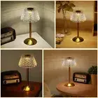 Crystal Table Lamp Metal Base Rechargeable Touch Bedside Lamp (Plaid Crystal) AU