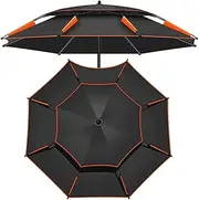 6.5ft Outdoor Garden Umbrella, UV Protection Table Umbrella with 8 Ribs, Windproof Beach Parasol Black Portable Sun Shade Umbrella for Fishing (Size: 2.4m/7.8ft)