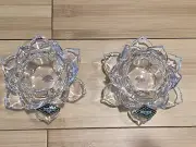 NEW Set of 2 Shannon Crystal Lotus Candle Stick Holders