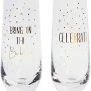 2pc Urban 16cm Celebrate Champagne Glass Drinking Cup - Gold