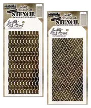 Tim Holtz Layering Stencils Honeycomb Pattern Wire Mesh & Basket Weave Set