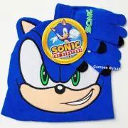 Sonic Blue kids Boys Winter Beanie Hat & Gloves Set New Authentic Gift