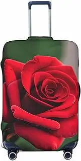 [CADREWY] Red Rose Flower 1 Print Travel Suitcase Cover Luggage Protector with Elastic Anti Scratch for Carry On, Black, Medium