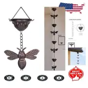 Charming 8.5FT Bee and Cup Rain Chain - Soothing Outdoor Gutter Solution