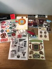 Sports Stickers & Brads Over 10 Packages of Embellishments for Scrapbooking