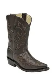 CORRAL Kids' Chocolate Embroidery Snip Toe Cowboy Boots G1172 (13 D(K) US)