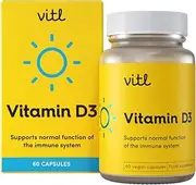 VITL Vitamin D3 for Immune System, Bone, Teeth, Muscle, Heart Strength & Support, 60 Count