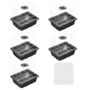 10 Pack 12 Cell Heightened Seeding Trays Kit for Greenhouse Planting Black