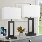 Set of 2 Modern Touch Control Table Lamps with 2 USB Ports, 22’’ Large Bedsid...