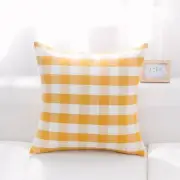 Yellow And White Buffalo Checked With Microgel Feather-Like Insert Pillow