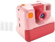 Binxind Kids Instant Camera Print Camera 1080P HD Digital Camera Photo Paper Child Toy Camera for Birthday Easy to Use -Pink
