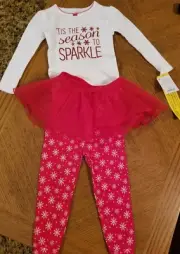 'Tis The Season To Sparkle' Christmas 3 Pc LS/Pants/Tutu Set-18 Months- Carter's