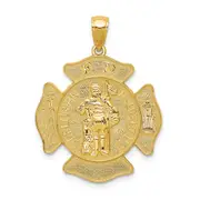 14k Yellow Gold Large FD St. Florian Badge Pendant