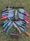 LOT OF 30PCS, 7.5''- 8''INCH FULL TANG KNIVES WOOD AND RESIN DAMASCUS, W/SHEATH